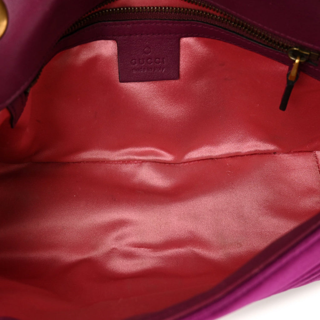 Gucci Velvet Matelasse Small GG Marmont Shoulder Bag Fuchsia Violet Cyclamen