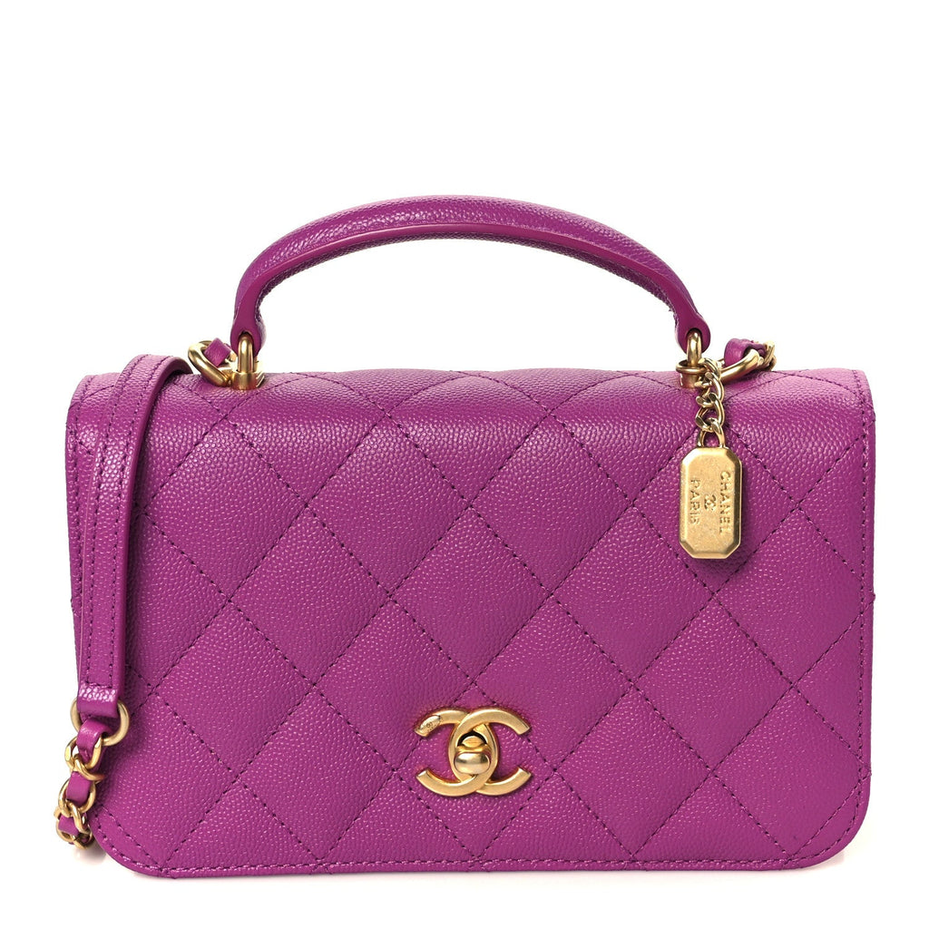 Chanel Caviar Quilted Mini Top Handle Flap Dark Pink