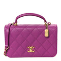 Chanel Caviar Quilted Mini Top Handle Flap Dark Pink
