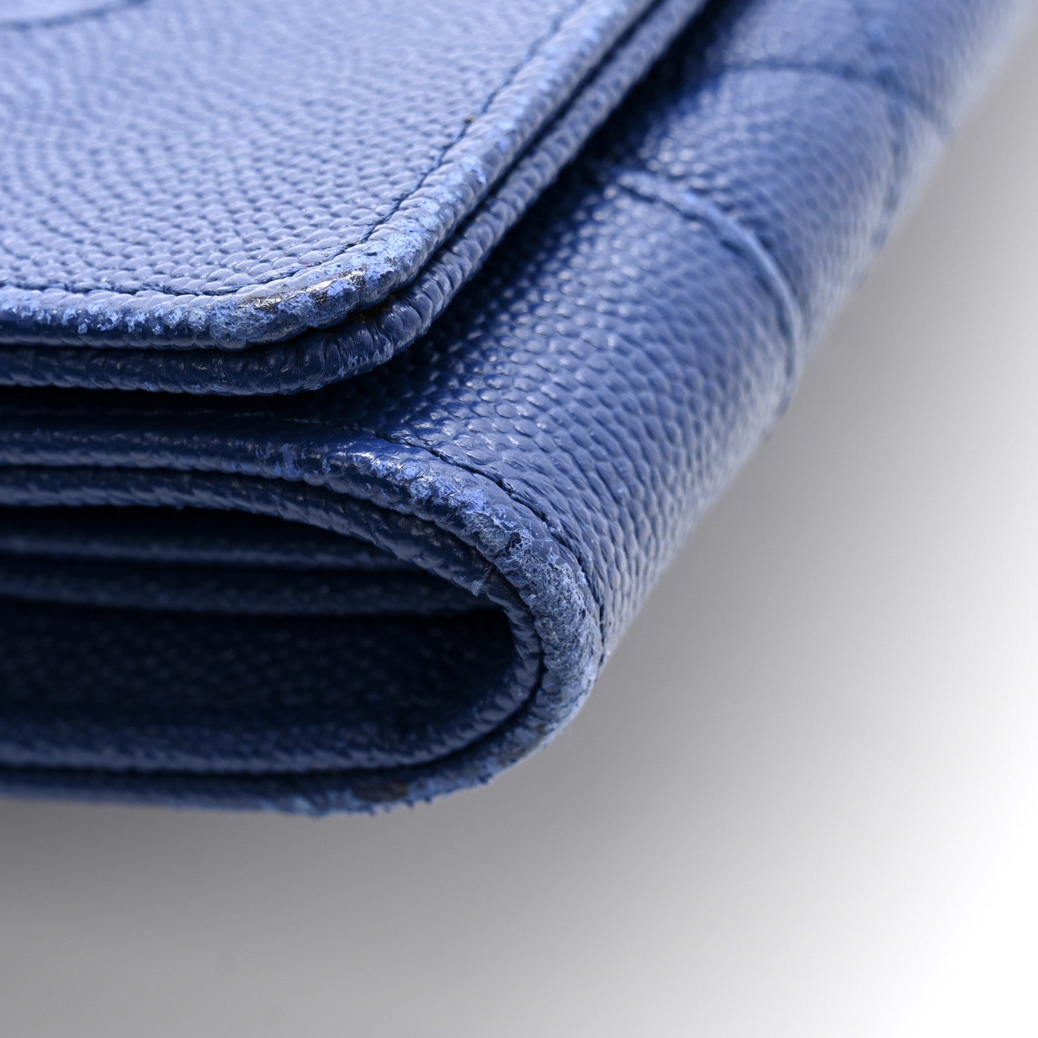Caviar Quilted Mademoiselle Vintage Flap Wallet Blue
