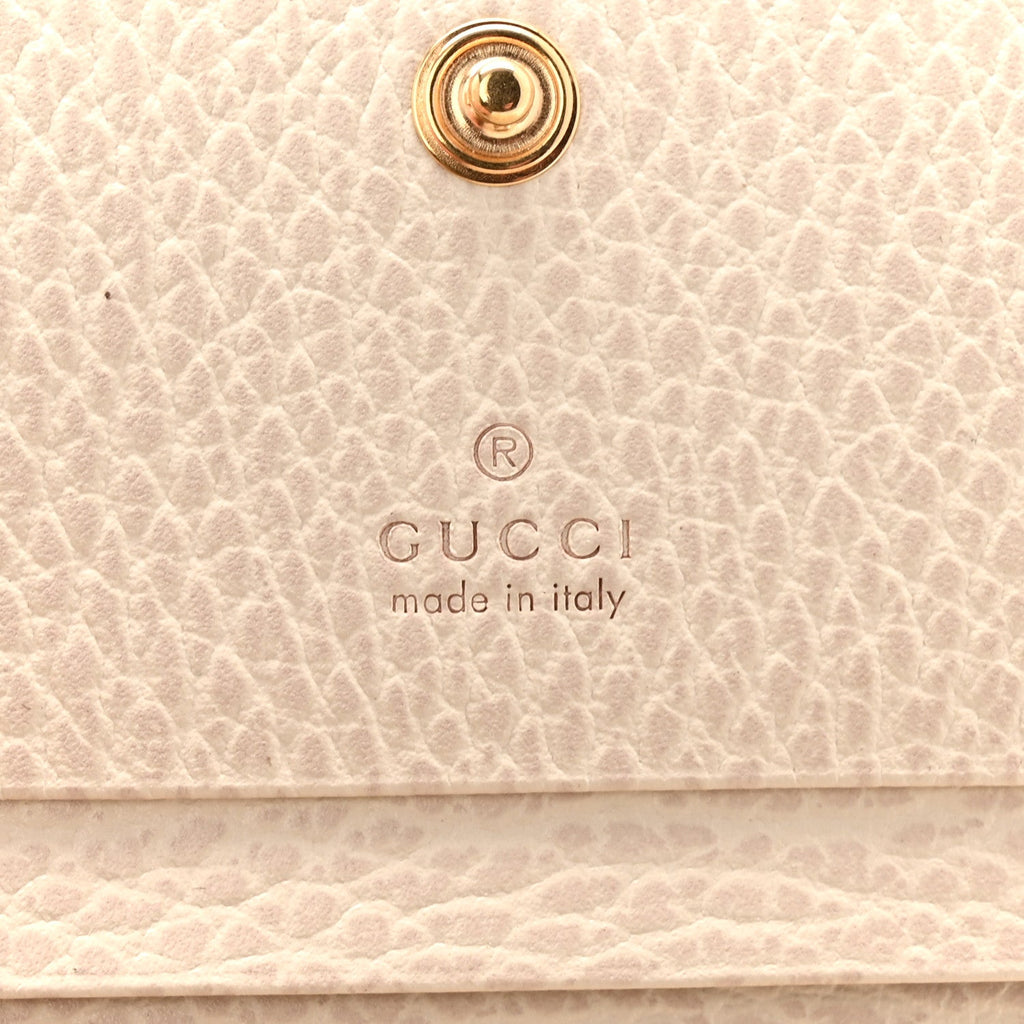 Gucci Dollar Calfskin GG Supreme Monogram GG Marmont Card Case Mystic White Beige Ebony