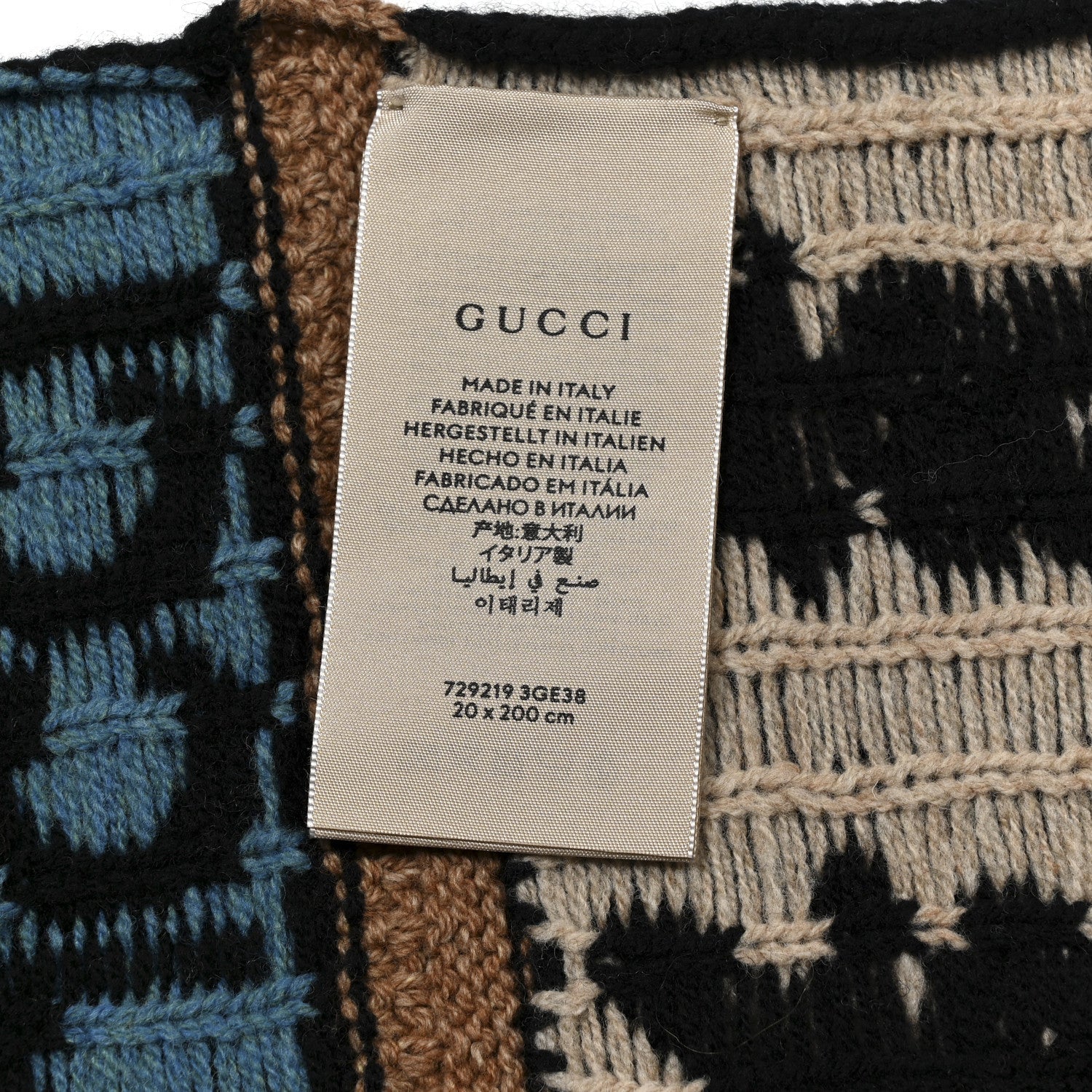 Gucci Wool Knit GG Year Of The Rabbit Scarf Multicolor
