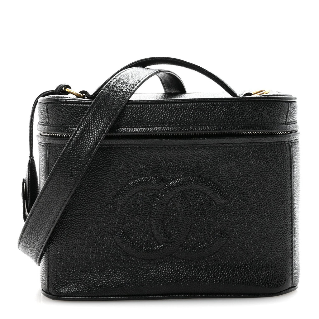 Chanel Caviar CC Vanity Train Case Black