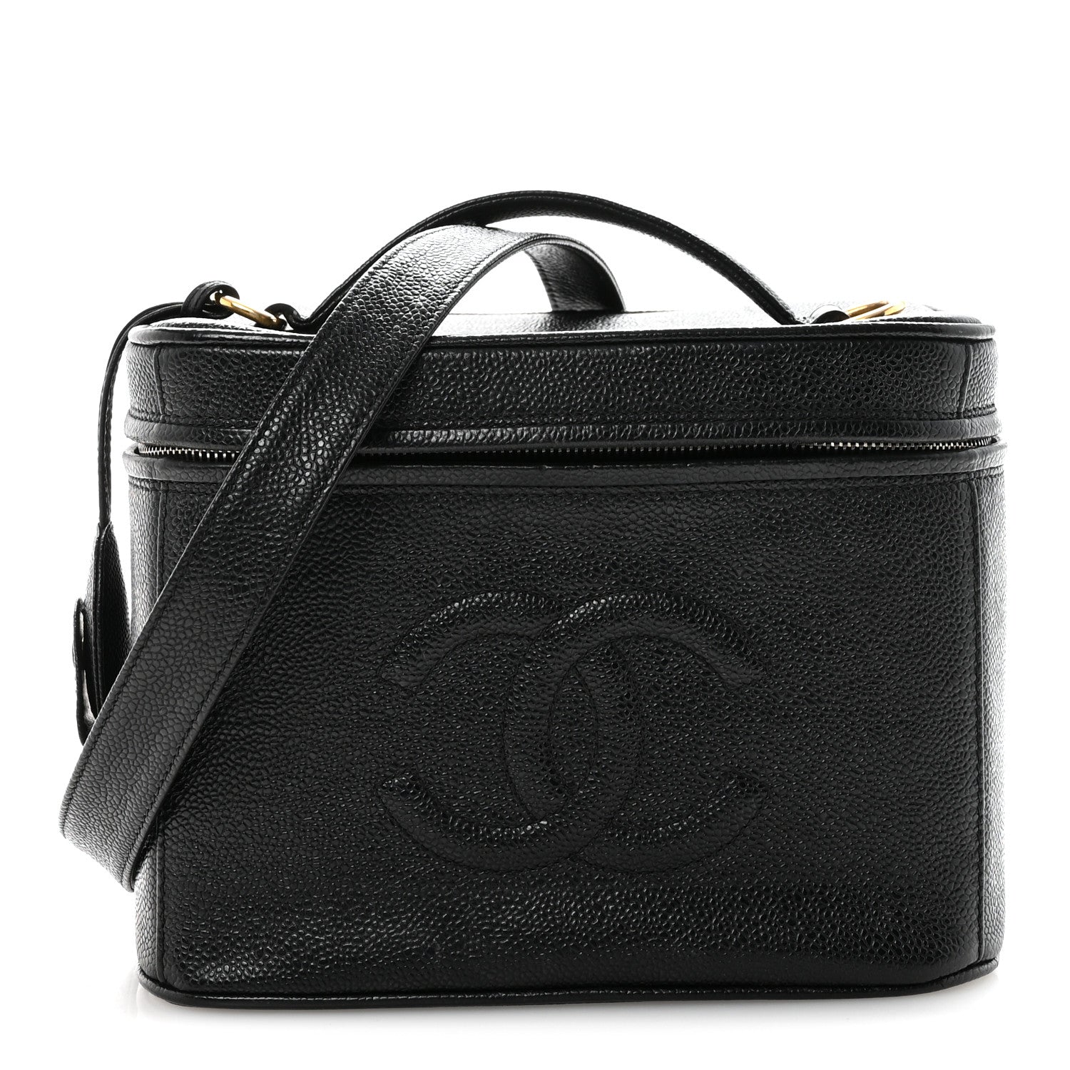 Chanel Caviar CC Vanity Train Case Black