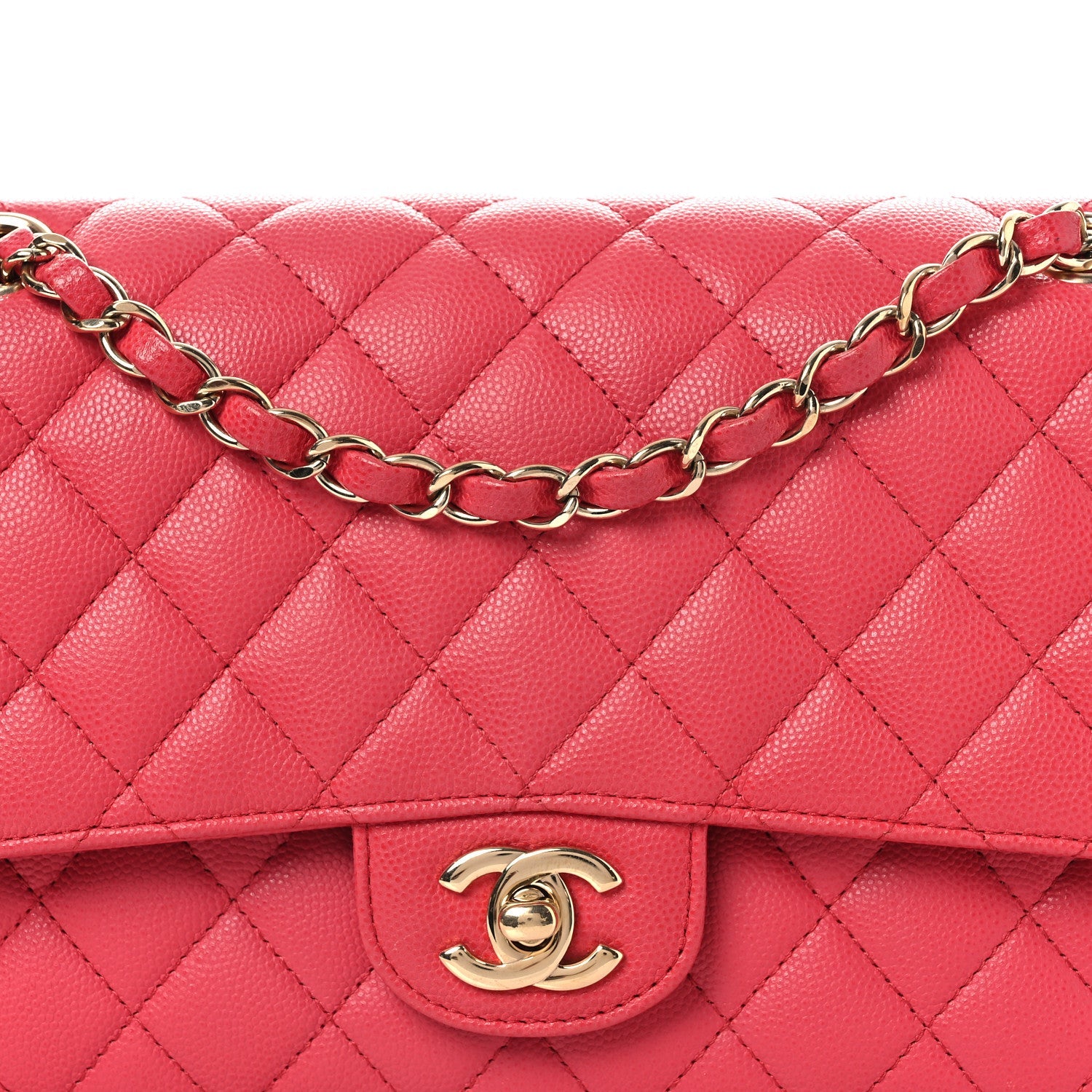 Chanel Caviar Quilted Medium Double Flap Dark Pink