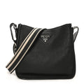 Prada Vitello Daino Soft Hobo Messenger Bag Black