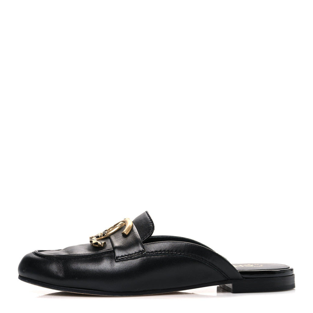 Lambskin CC Mules 38 Black