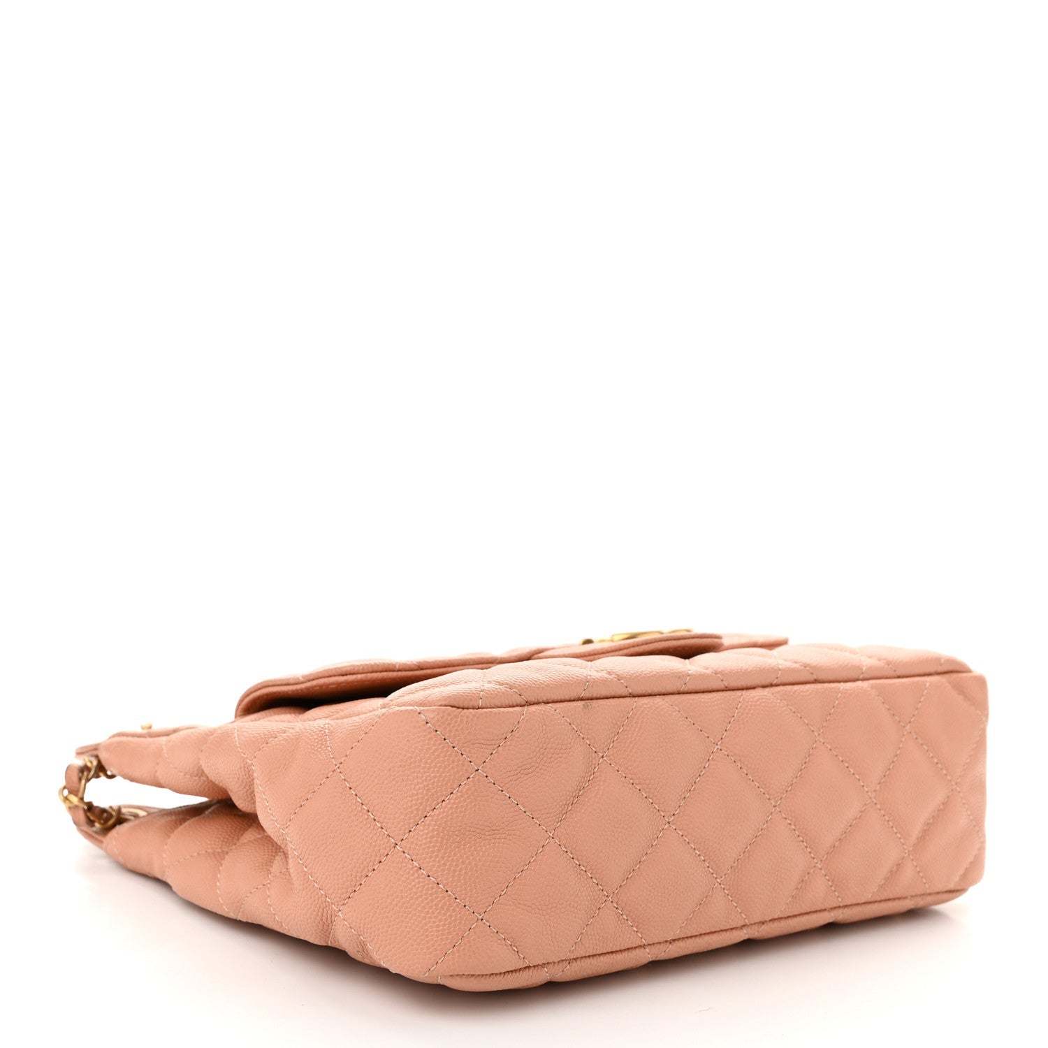 Chanel Caviar Quilted Wavy CC Hobo Beige