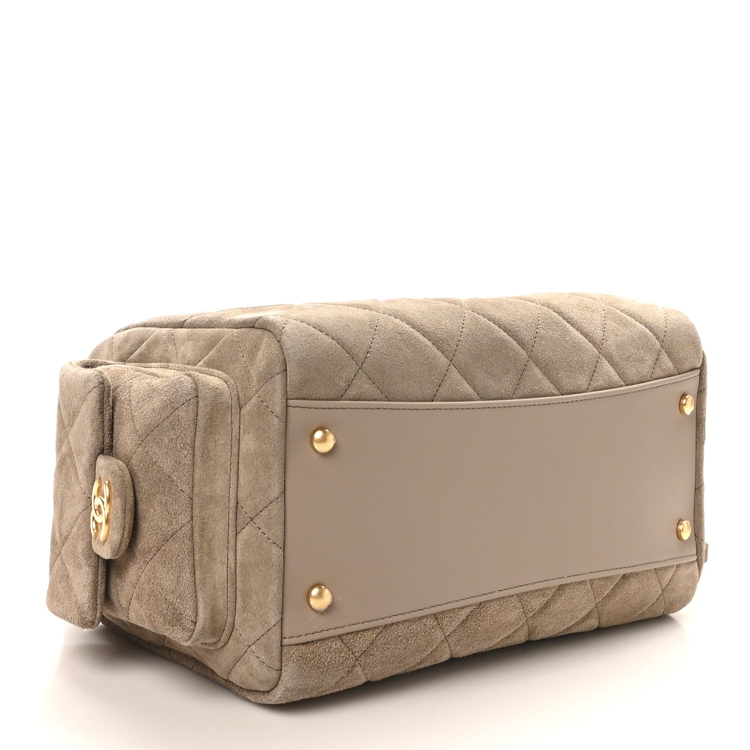 Chanel Suede Quilted Chanel 25 Bowling Bag Dark Grey