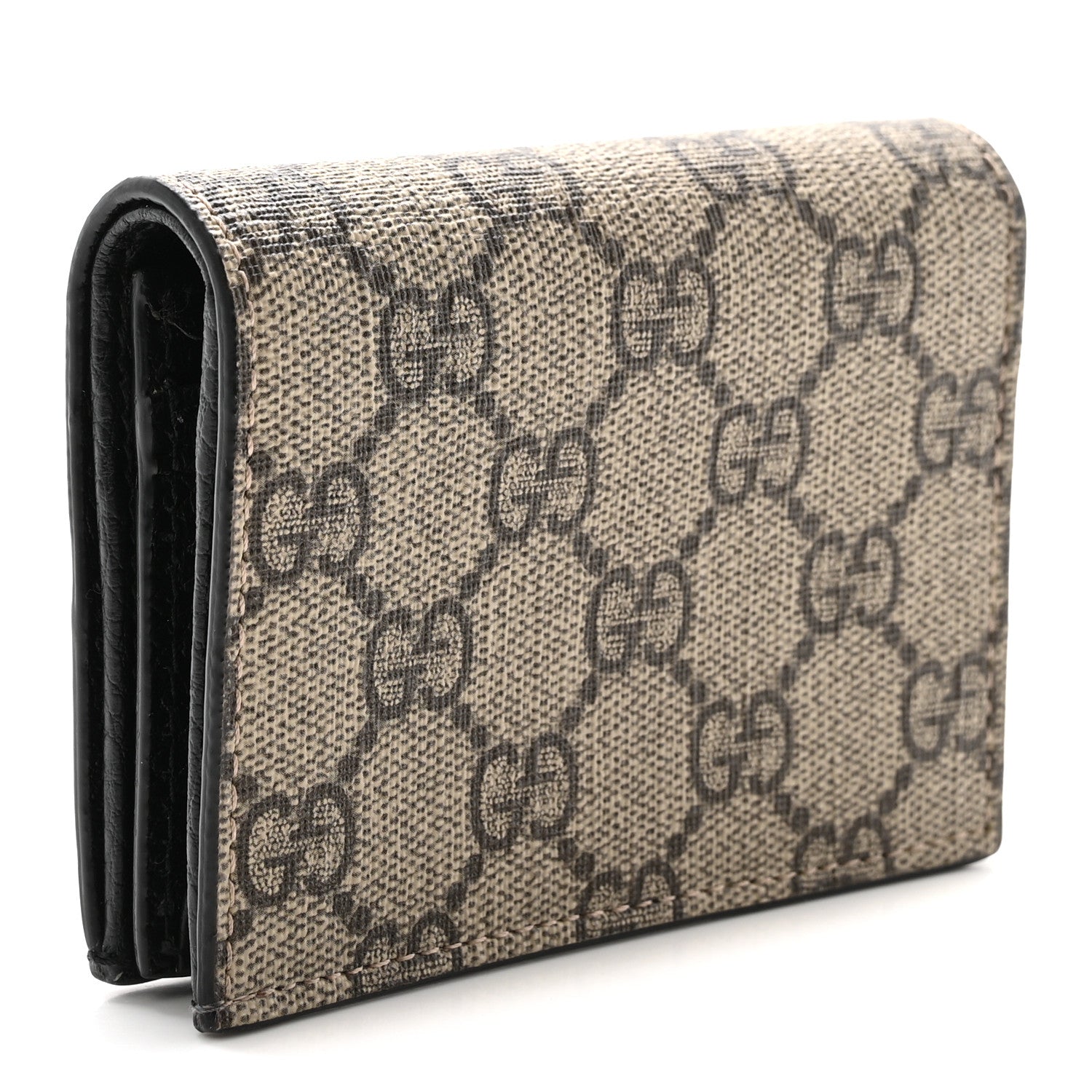 Gucci Dollar Calfskin GG Supreme Monogram GG Marmont Card Case Black Beige Ebony