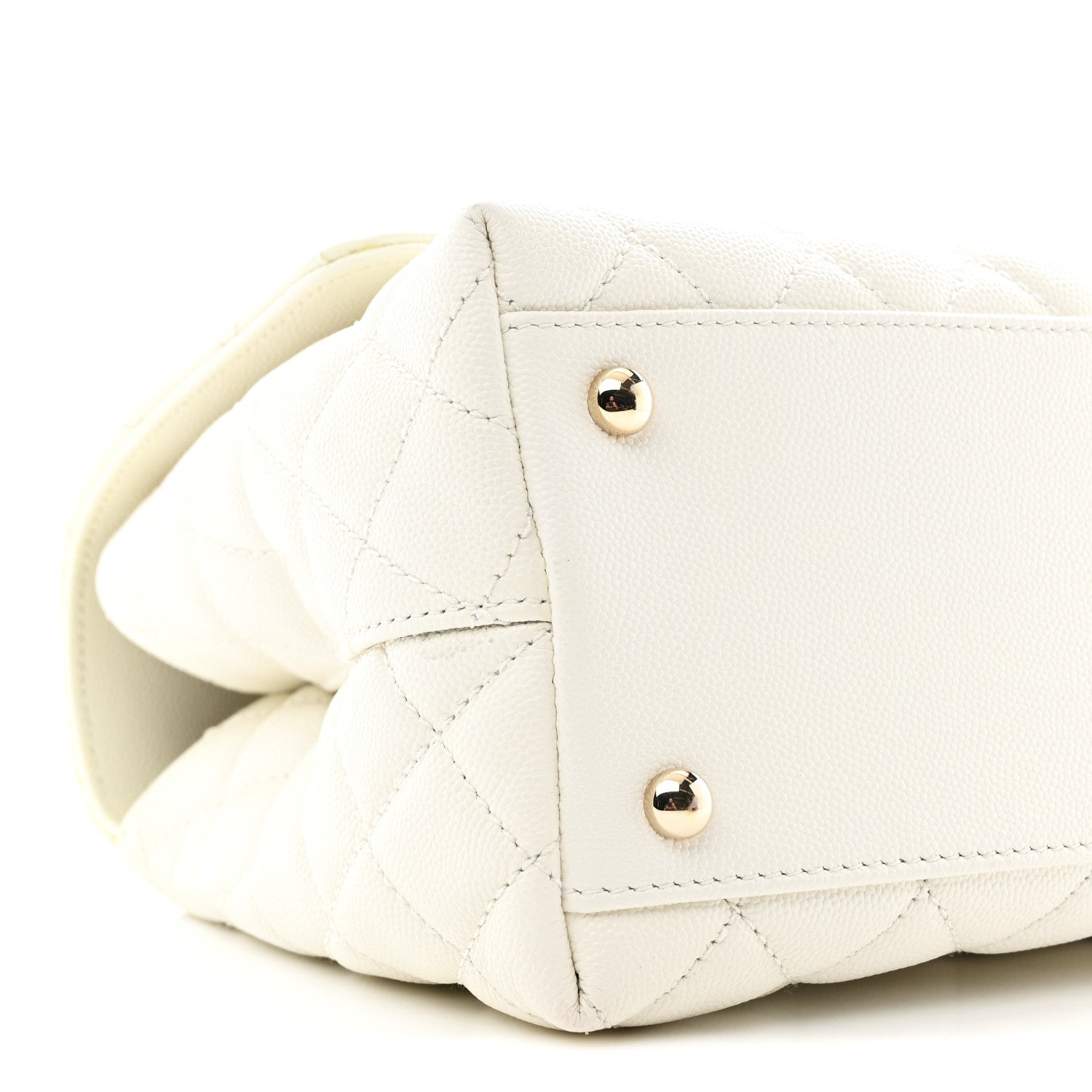 Chanel Caviar Quilted Small Coco Handle Flap White