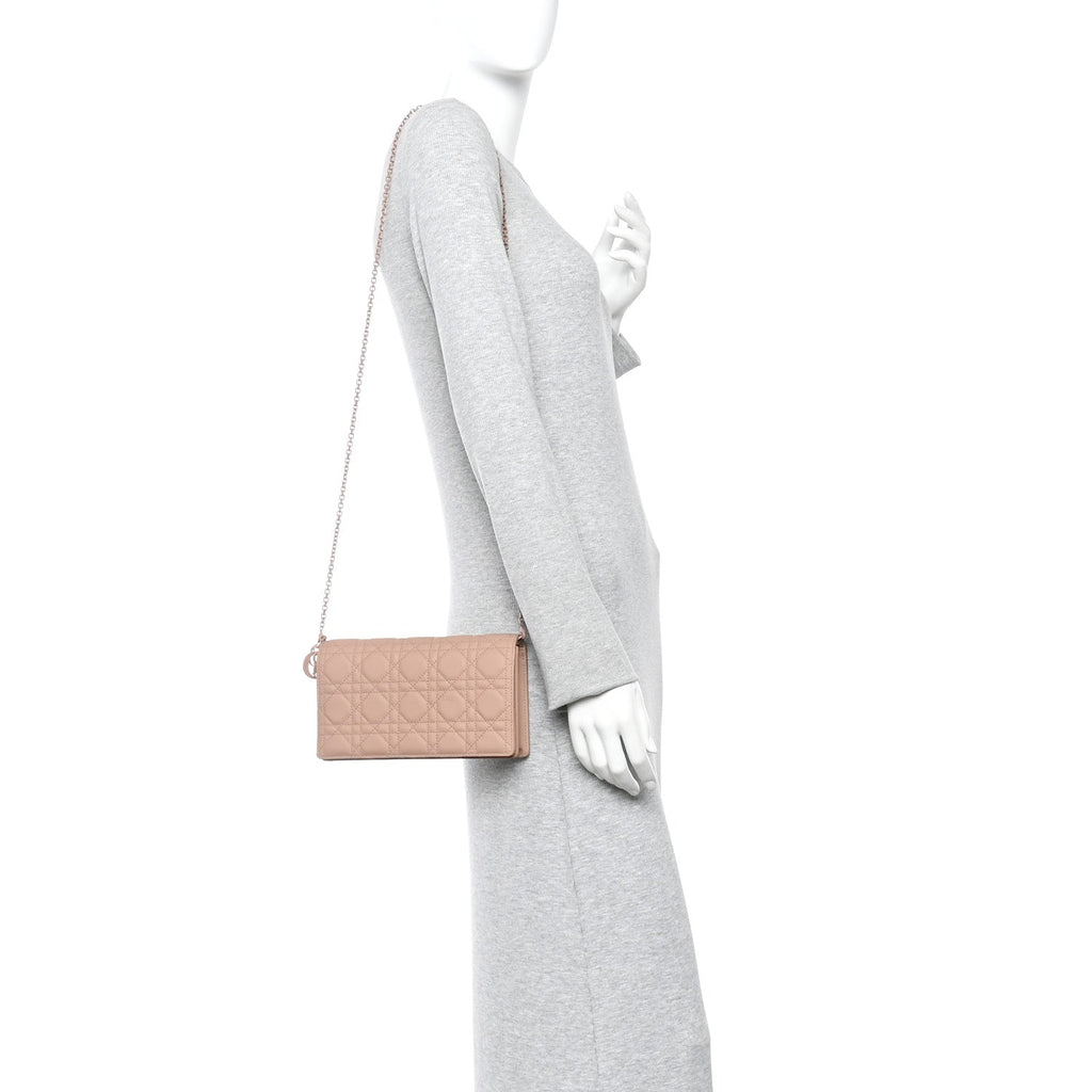 Christian Dior Ultra Matte Calfskin Cannage Lady Dior Clutch Fard