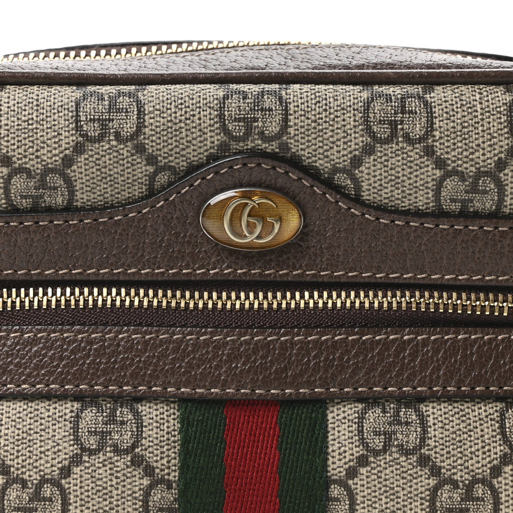 Gucci GG Supreme Monogram Web Mini Ophidia Shoulder Bag Brown