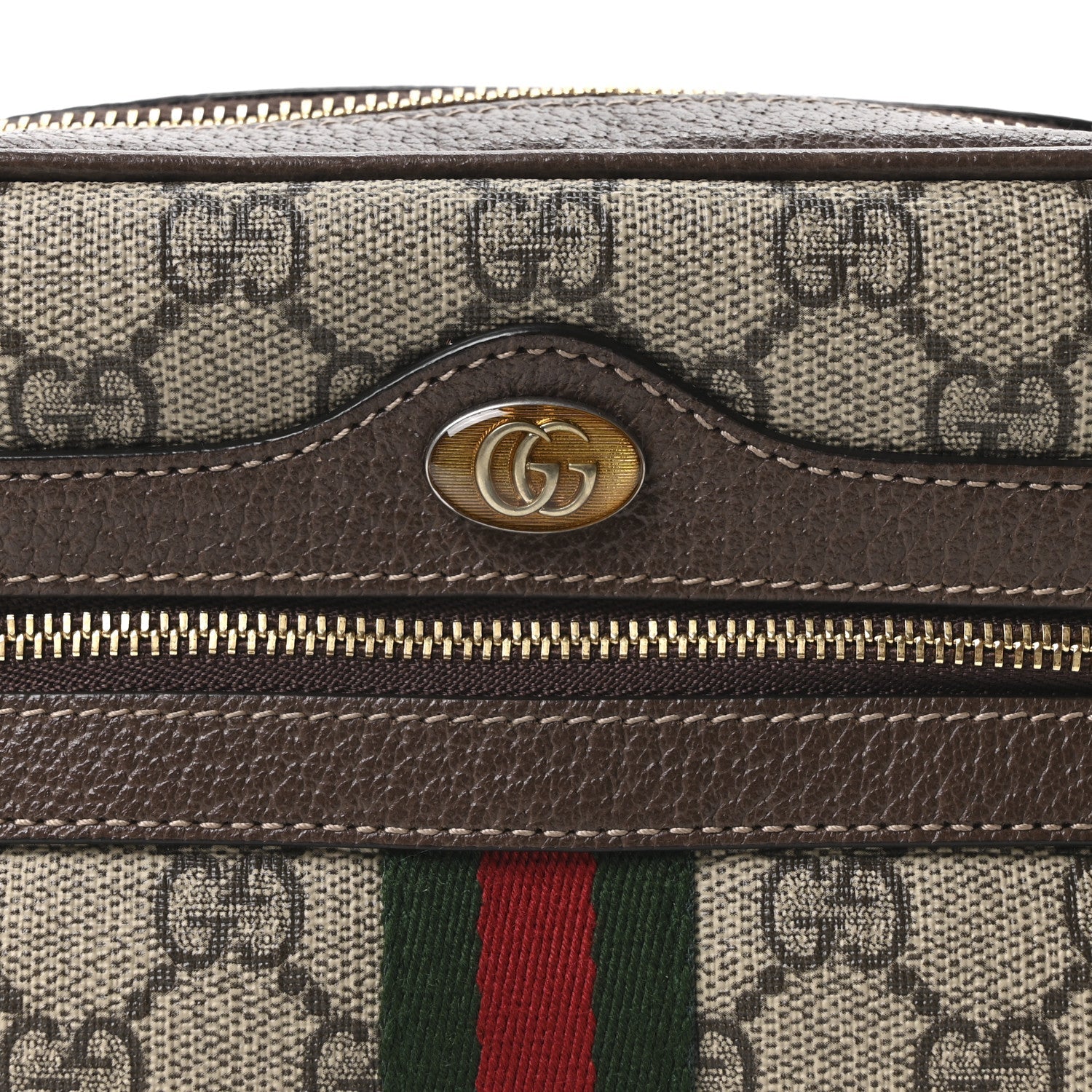 Gucci GG Supreme Monogram Web Mini Ophidia Shoulder Bag Brown