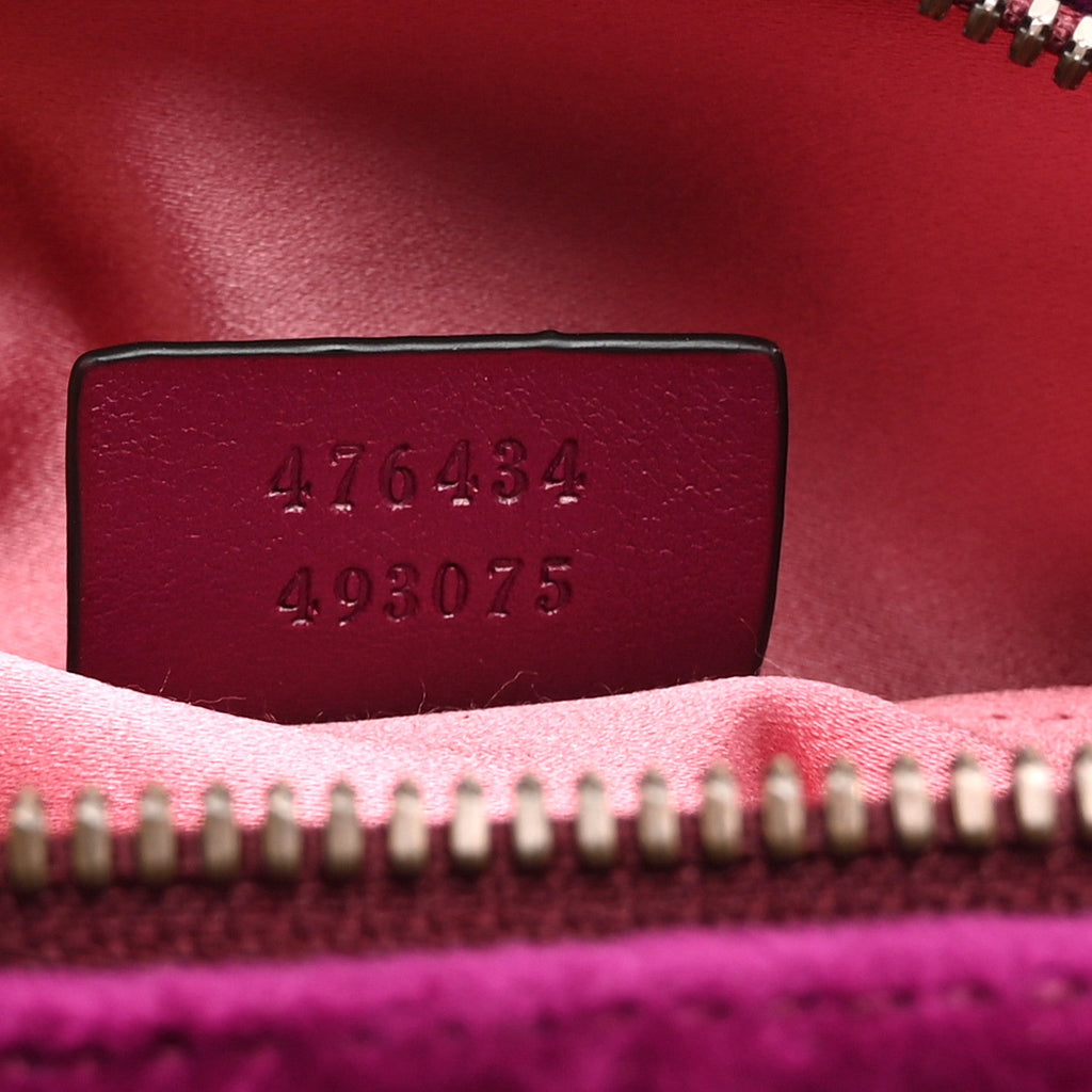 Gucci Velvet Matelasse GG Marmont Belt Bag 95 38 Fuchsia Violet Cyclamen