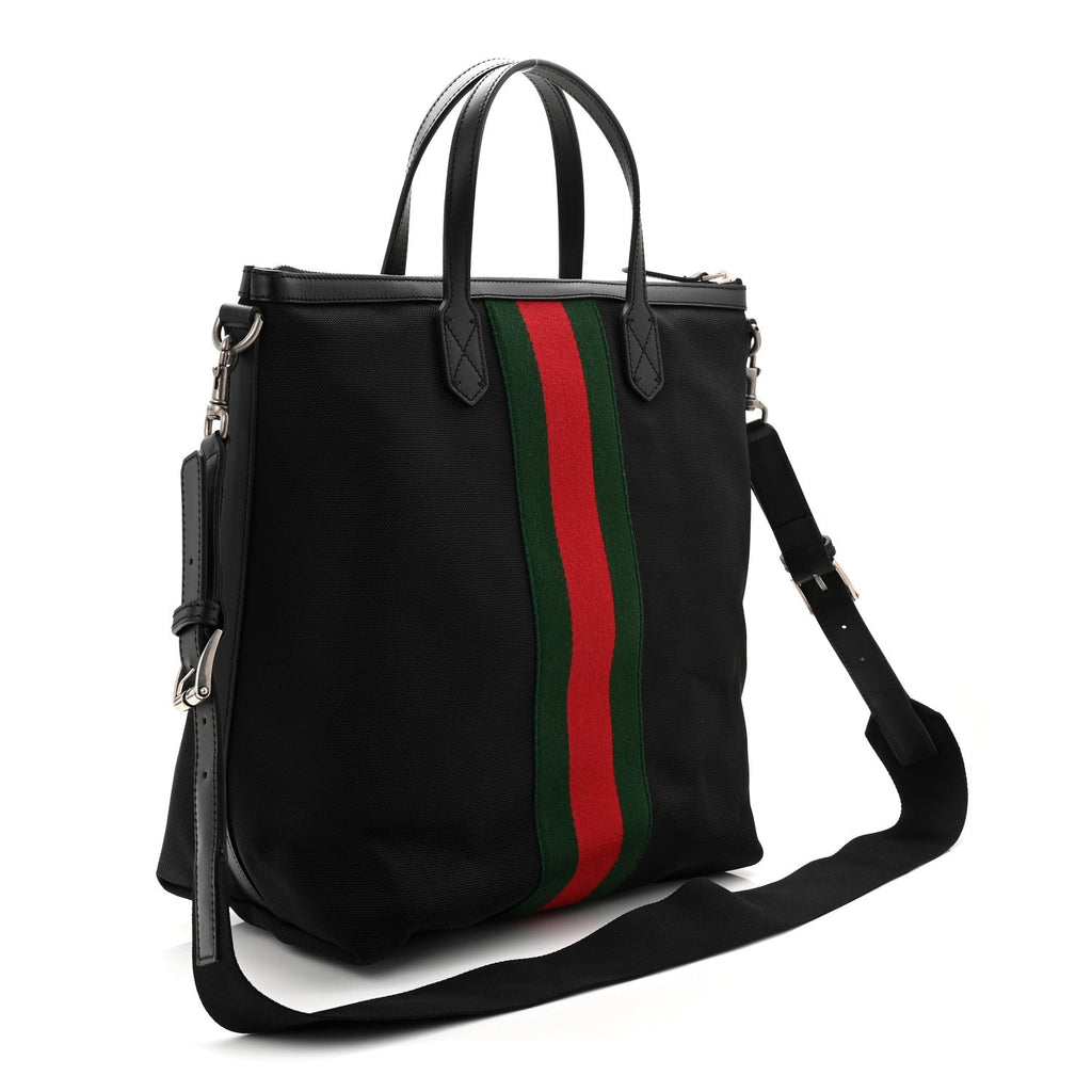 Gucci Techno Canvas Web Top Handle Shoulder Bag Black