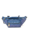 Chanel Iridescent Calfskin Quilted All About Waist Belt Bag Dark Blue
