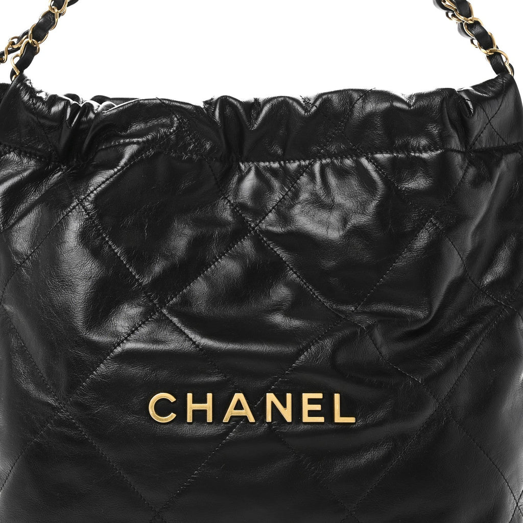Chanel Shiny Calfskin Quilted Small Chanel 22 Black