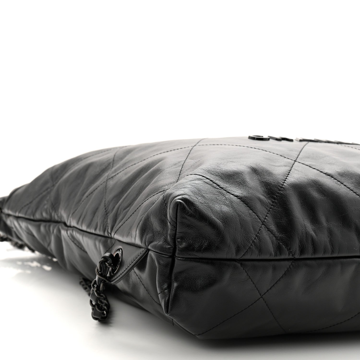 Chanel Shiny Calfskin Quilted Chanel 22 Backpack So Black