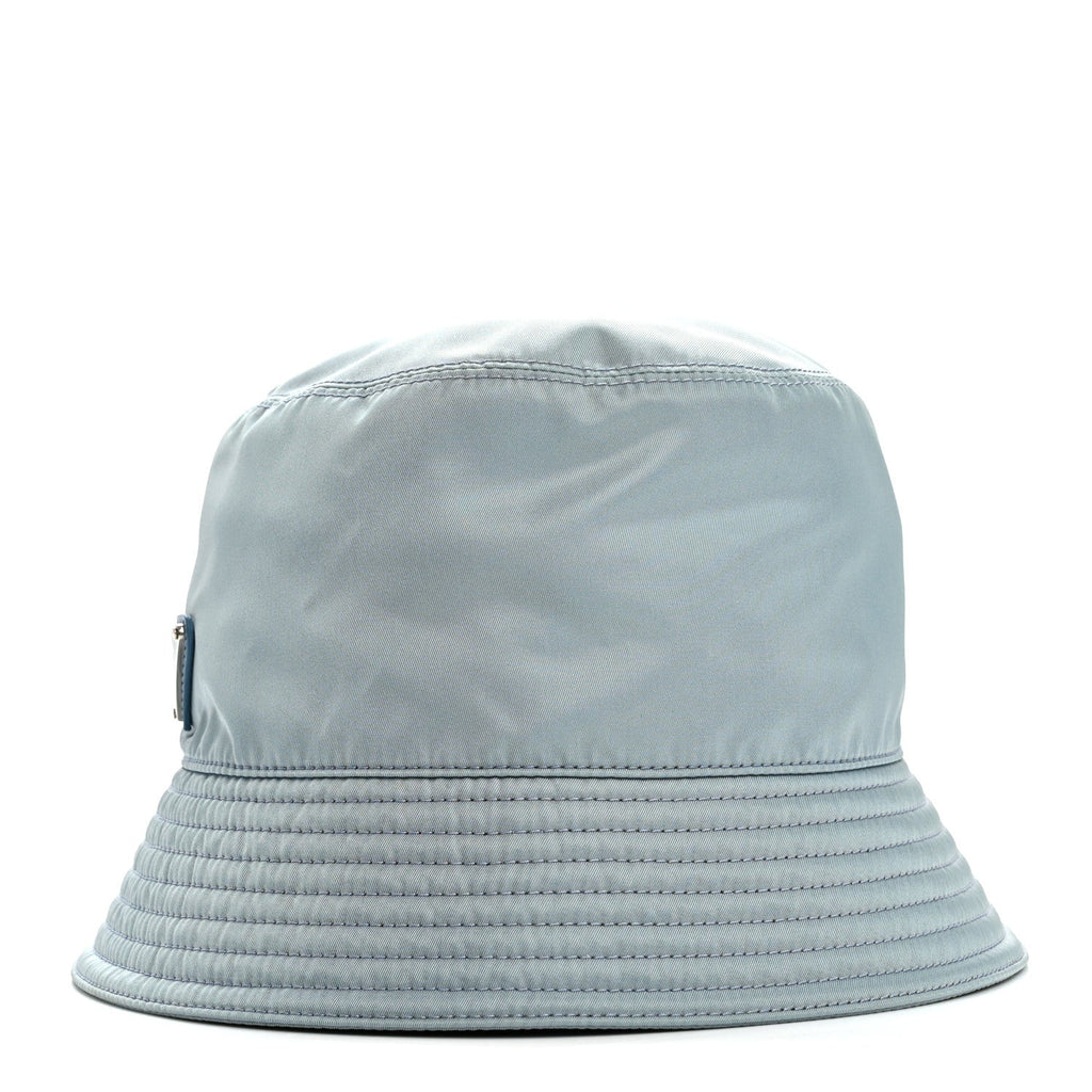 Prada Re-Nylon Metal Triangle Logo Womens Bucket Hat M Celeste