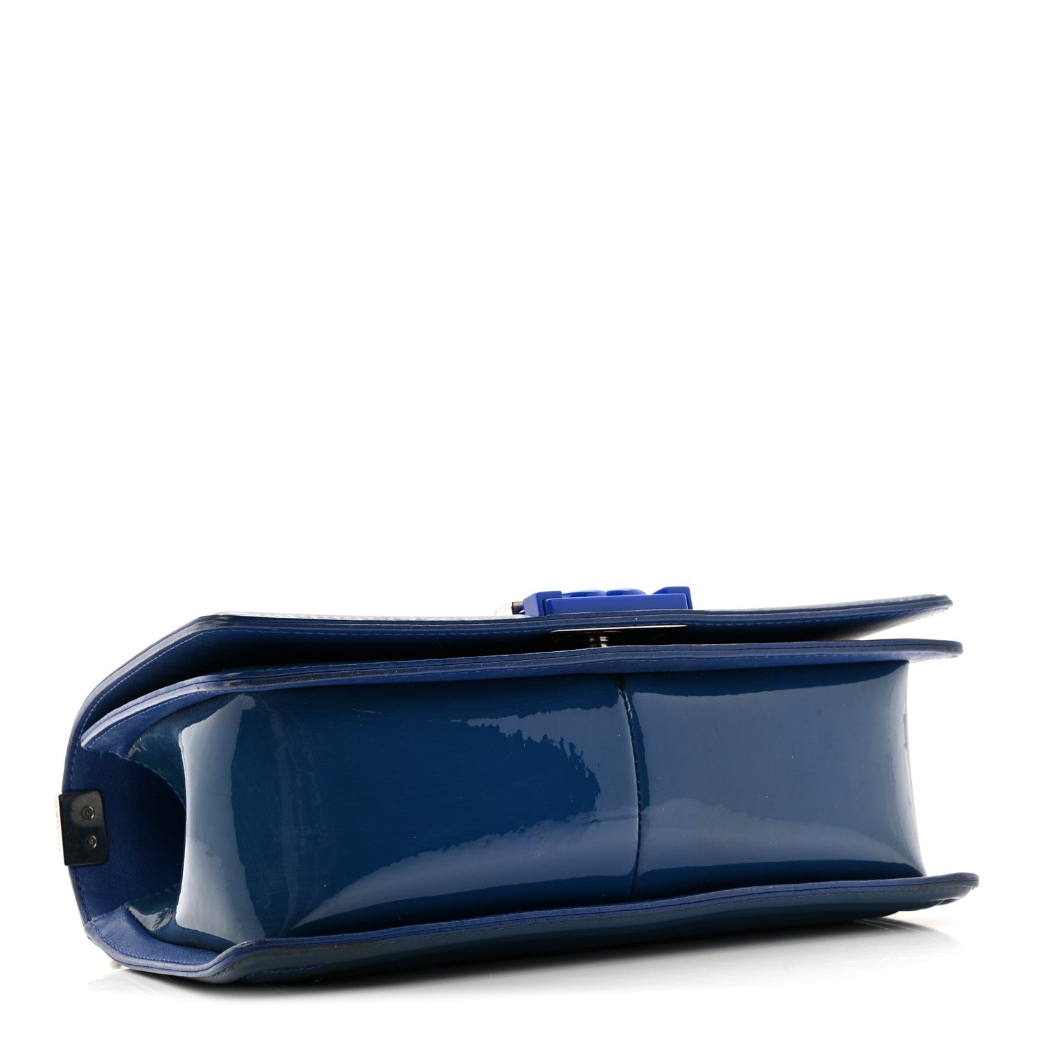 Chanel Patent Calfskin Quilted Medium Plexiglass Boy Flap Blue