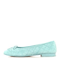 Chanel Suede Calfskin Quilted Cap Toe CC Ballerina Flats 38.5 Light Blue