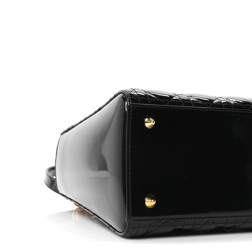 Christian Dior Patent Cannage Medium Lady Dior Black