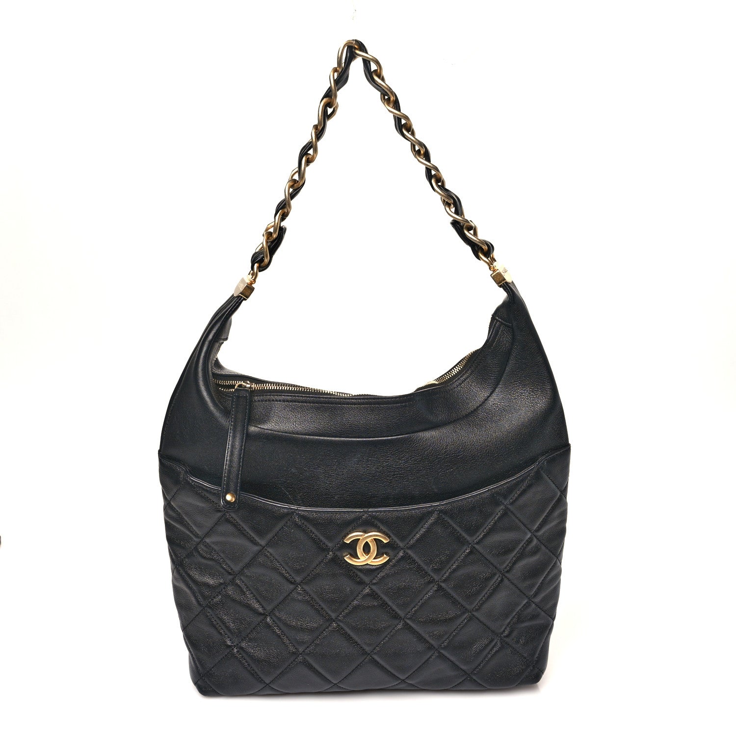 Chanel Calfskin Quilted Close To Me Hobo Black