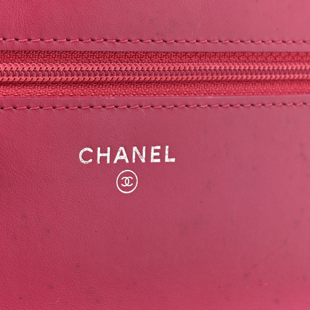 Chanel Patent Quilted Brilliant Wallet On Chain WOC Coral