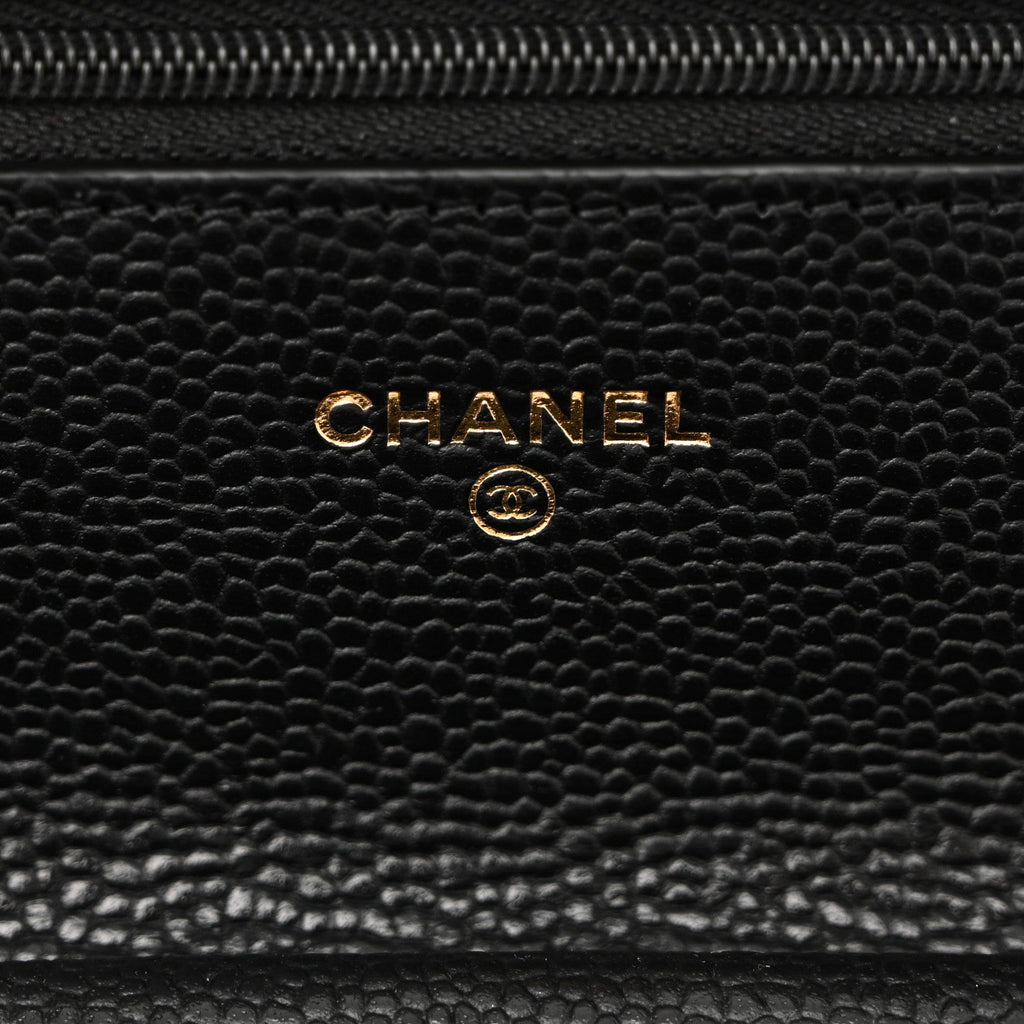 Chanel Caviar Quilted CC Turnlock Wallet On Chain WOC Black
