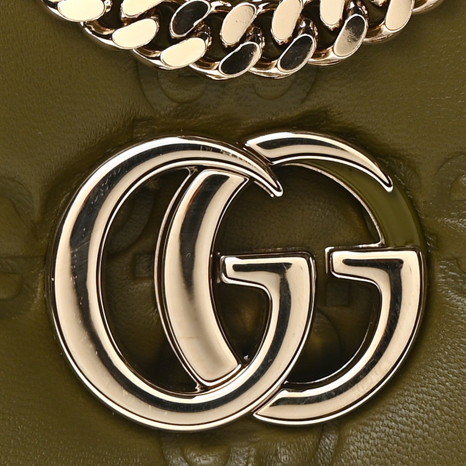 Gucci Lambskin Embossed Mini GG Milano Top Handle Shoulder Bag Green