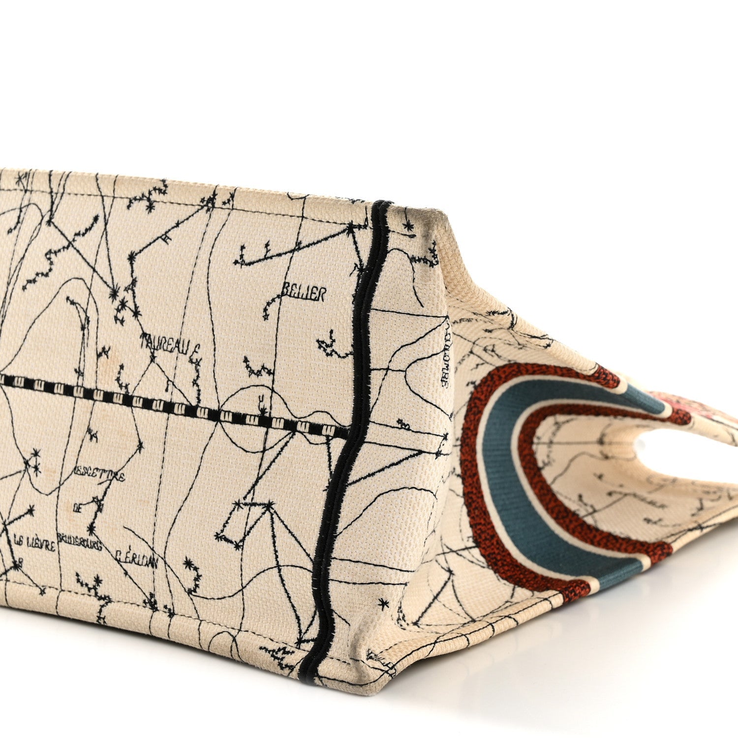 Christian Dior Canvas Embroidered Large Zodiac Book Tote Latte Multicolor
