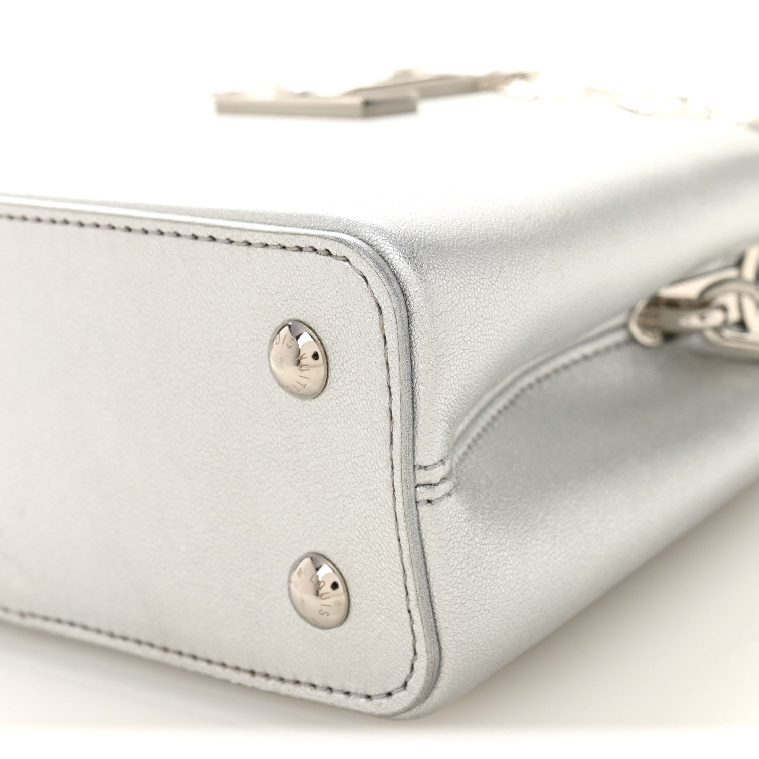 Louis Vuitton Lambskin Strass Mini Capucines  Silver