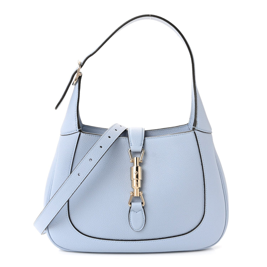 Gucci Grained Calfskin Web Medium Jackie 1961 Hobo Light Blue