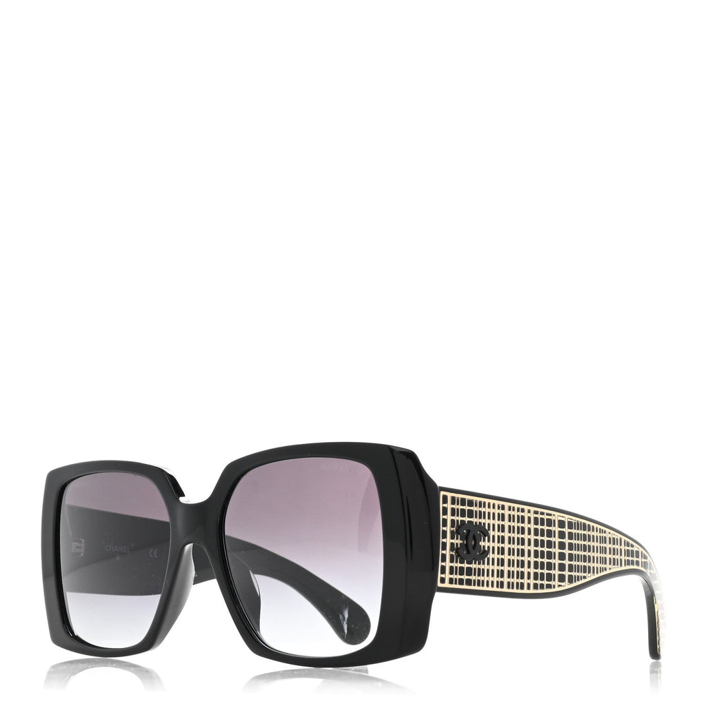 Acetate Rectangle Sunglasses 71551A Black Gold