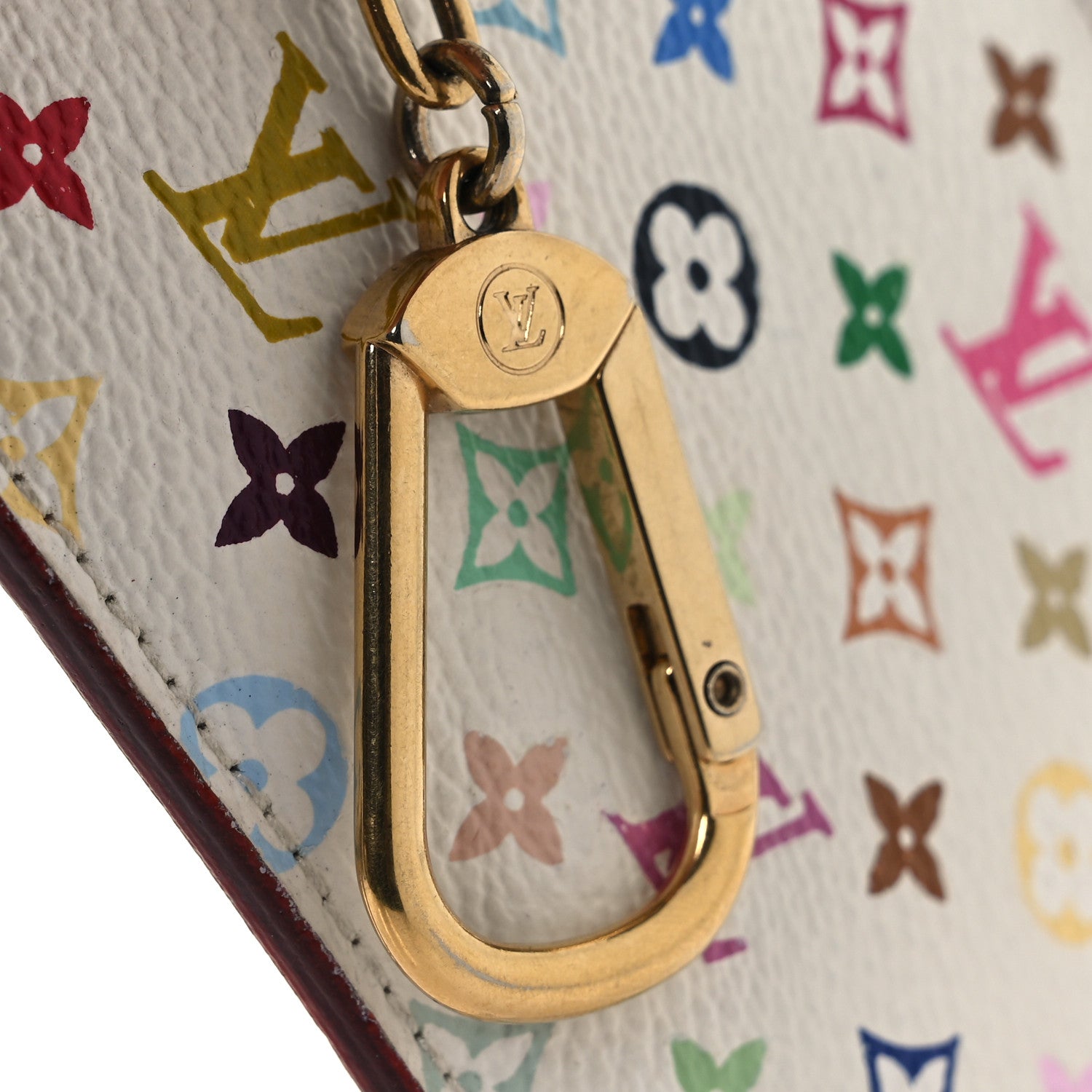 Louis Vuitton Monogram Multicolor Key Pouch White Litchi