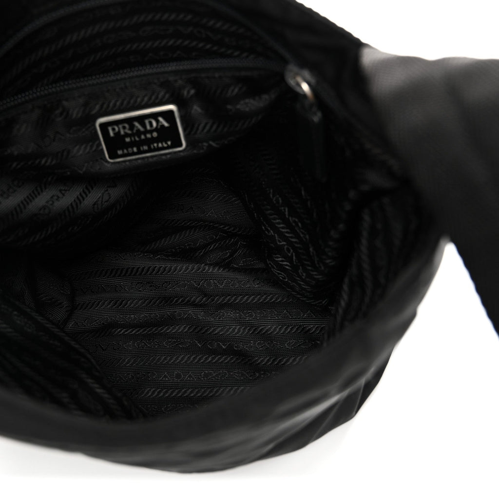Prada Tessuto Nylon Saffiano Flat Messenger Bag Black