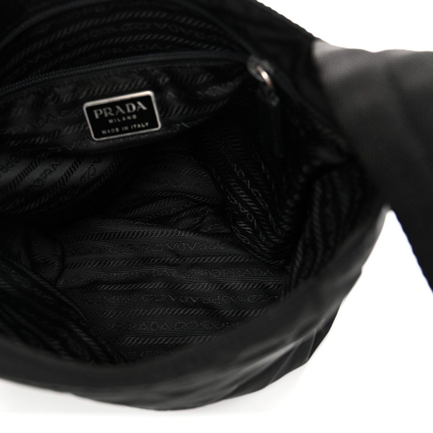 Prada Tessuto Nylon Saffiano Flat Messenger Bag Black