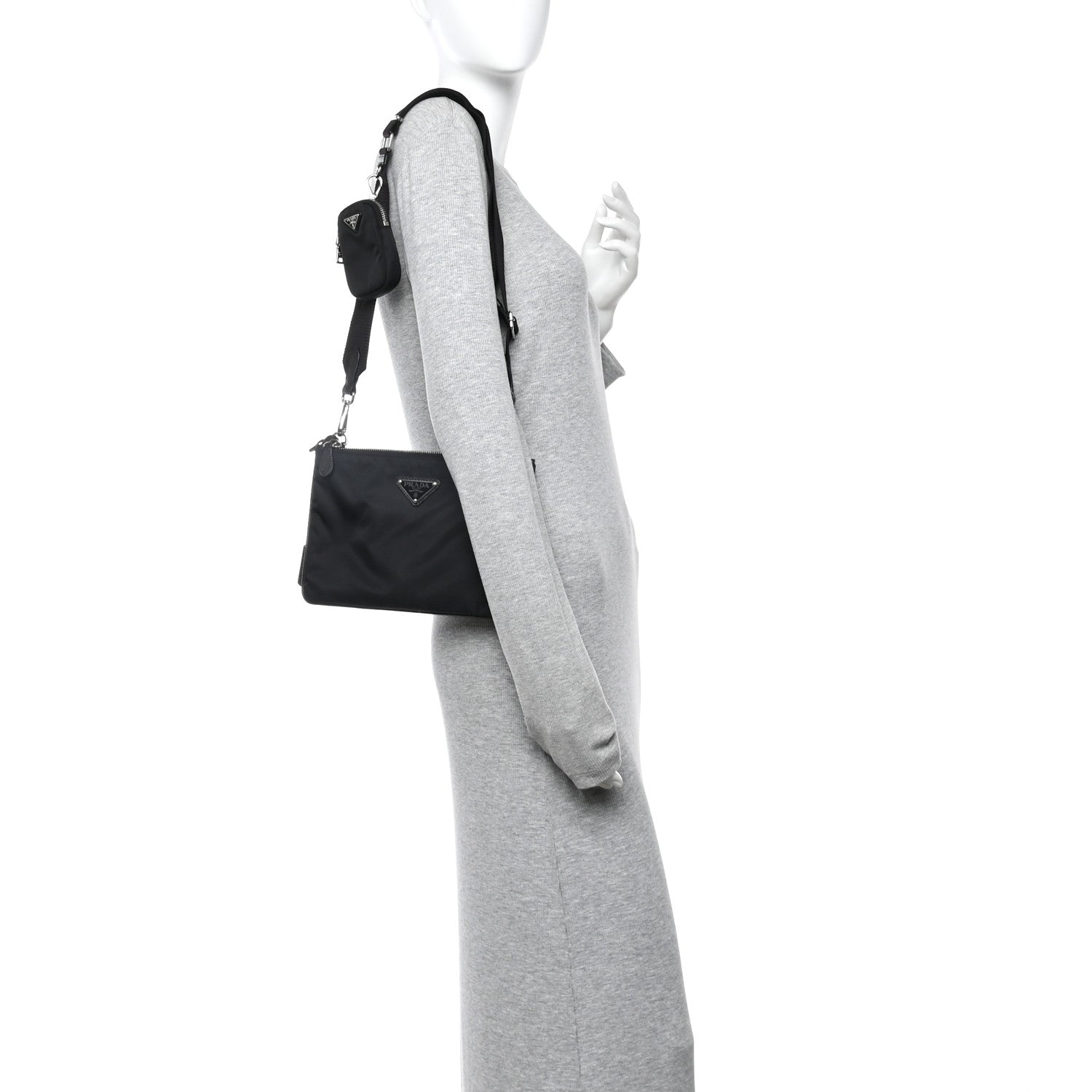 Prada Re-Nylon Saffiano Re-Edition 2000 Double Zip Crossbody Bag Black