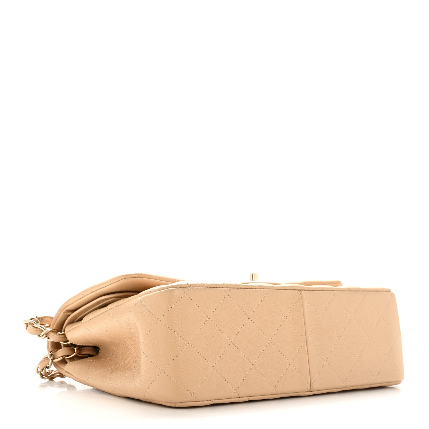 Chanel Caviar Quilted Jumbo Double Flap Beige