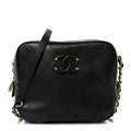 Chanel Calfskin Stitched Covered CC Camera Case Bag Black