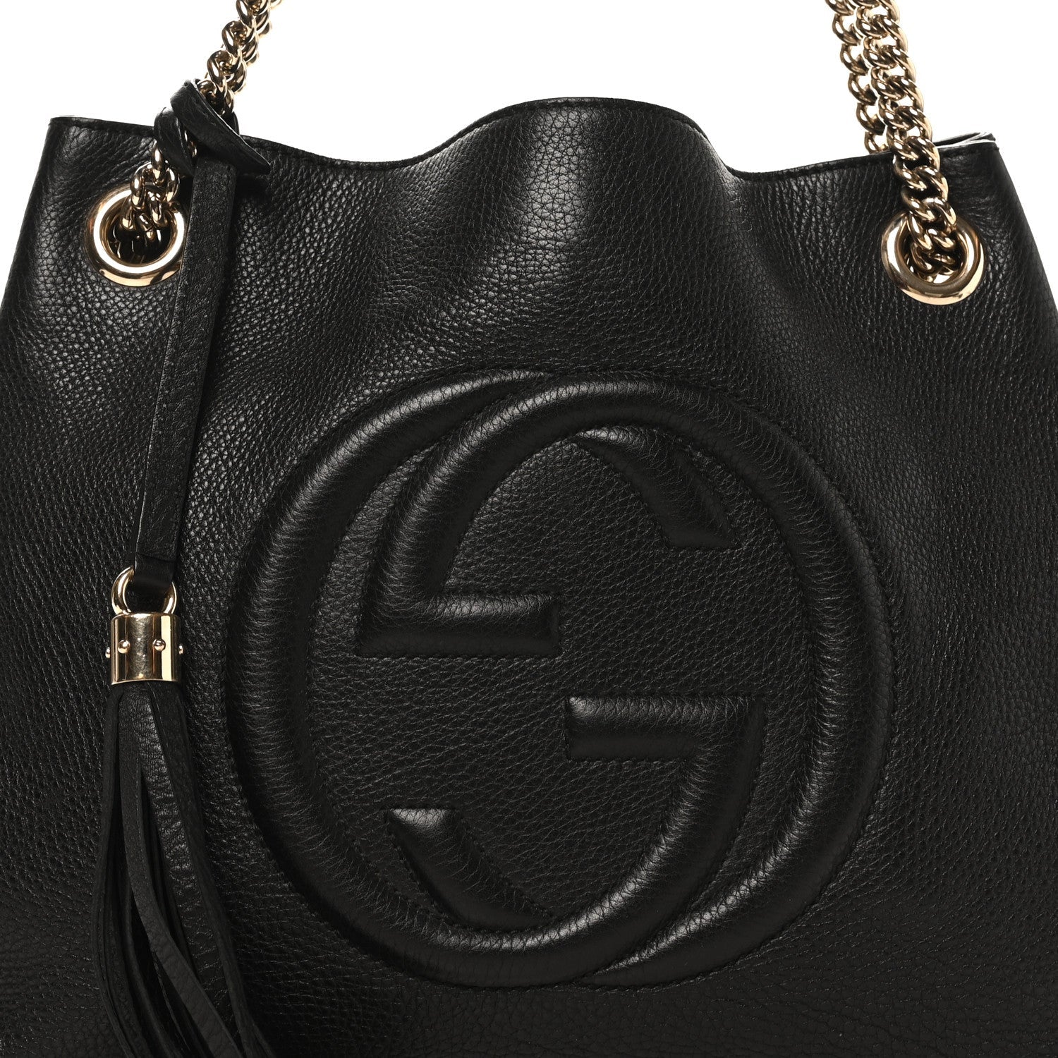 Gucci Pebbled Calfskin Medium Soho Chain Shoulder Bag Black