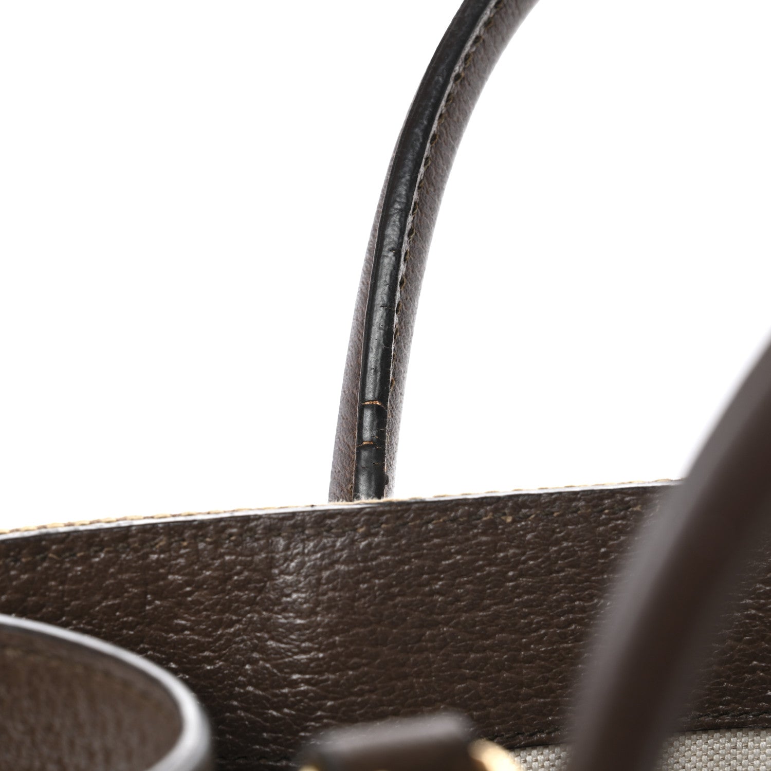 Gucci Monogram Jumbo GG Textured Dollar Calfskin Web Small Tote Bag Camel Ebony New Acero