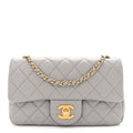 Chanel Lambskin Quilted Mini Rectangular Pearl Crush Flap Grey