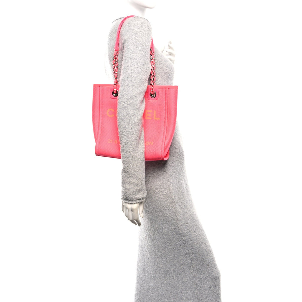 Chanel Canvas Mini Deauville Tote Pink Orange