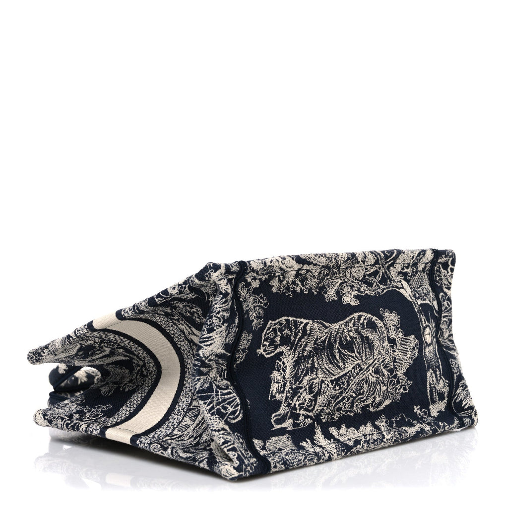 Christian Dior Canvas Embroidered Small Dioriviera Toile De Jouy Book Tote Blue