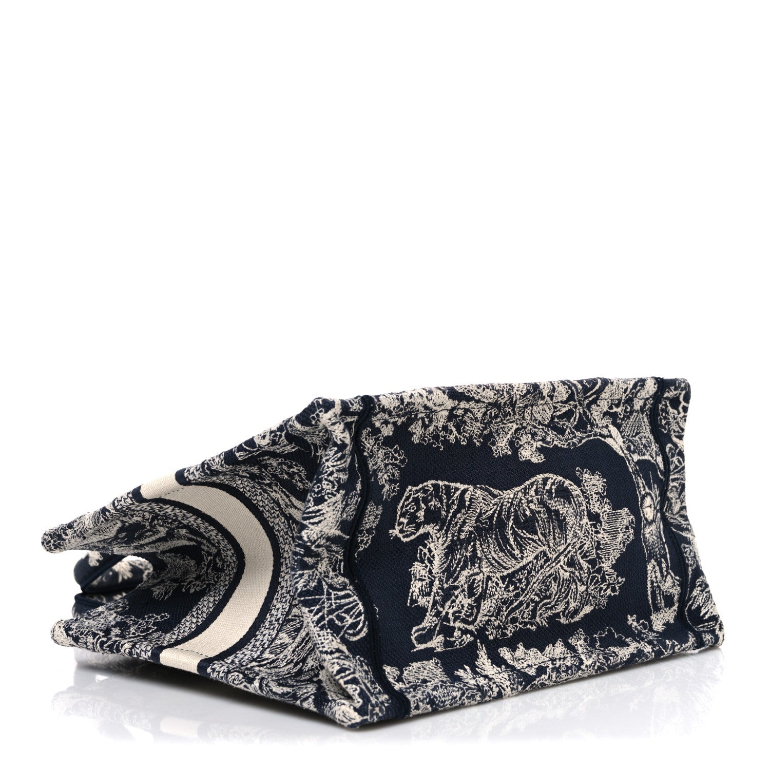 Christian Dior Canvas Embroidered Small Dioriviera Toile De Jouy Book Tote Blue