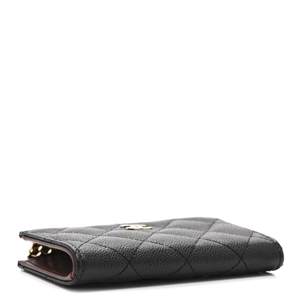 Caviar Quilted Zipped Key Holder Case Black