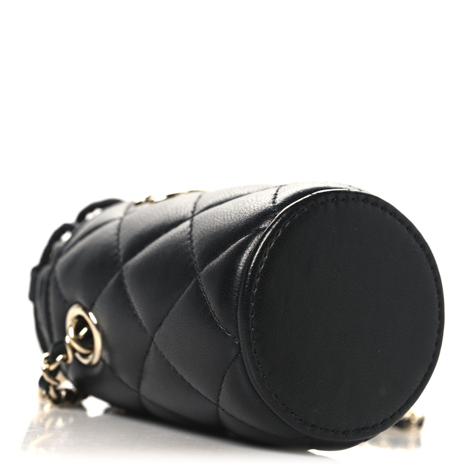 Chanel Lambskin Quilted Mini Bucket Bag With Chain Black