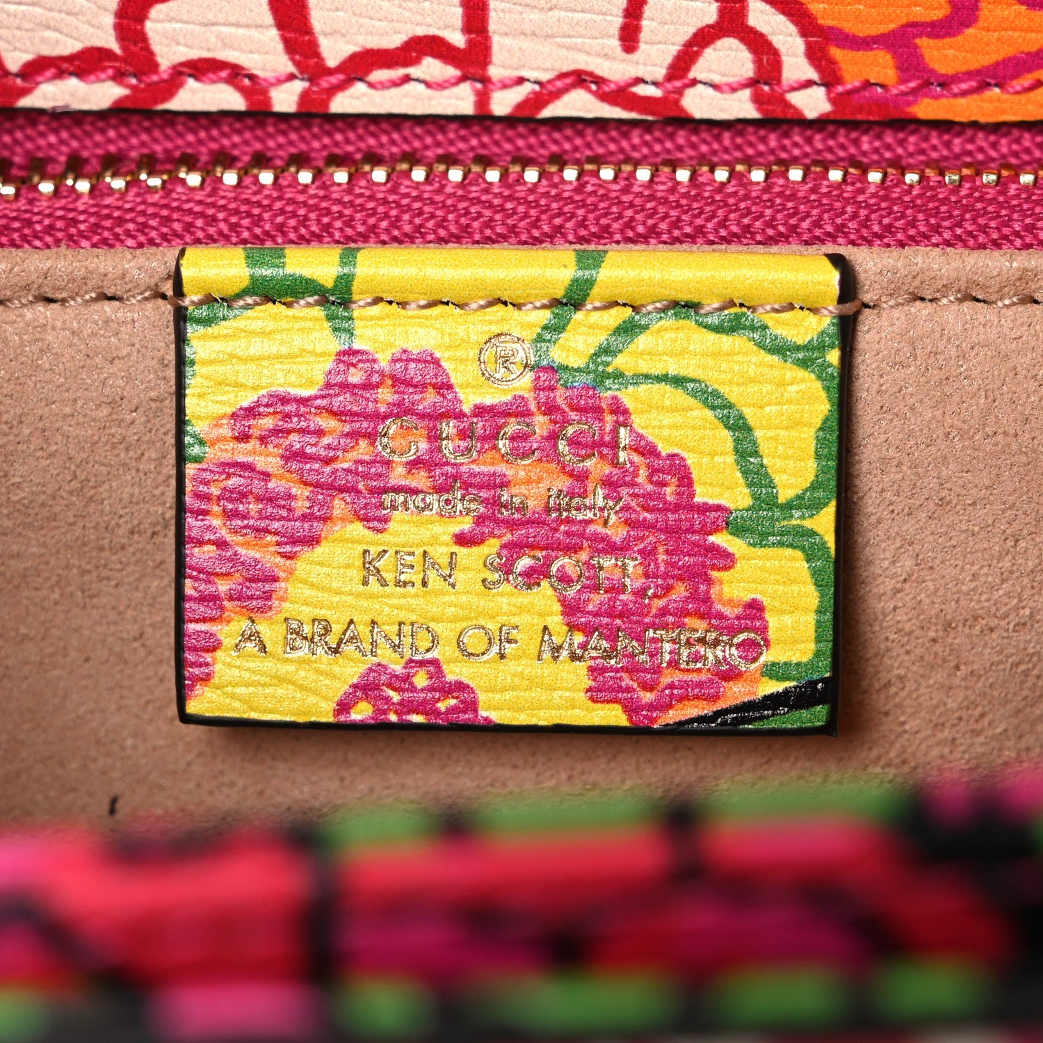 Gucci X KEN SCOTT New Shangai Calfskin Pomponica Print Horsebit 1955 Shoulder Bag Multicolor Fuxia Pompon